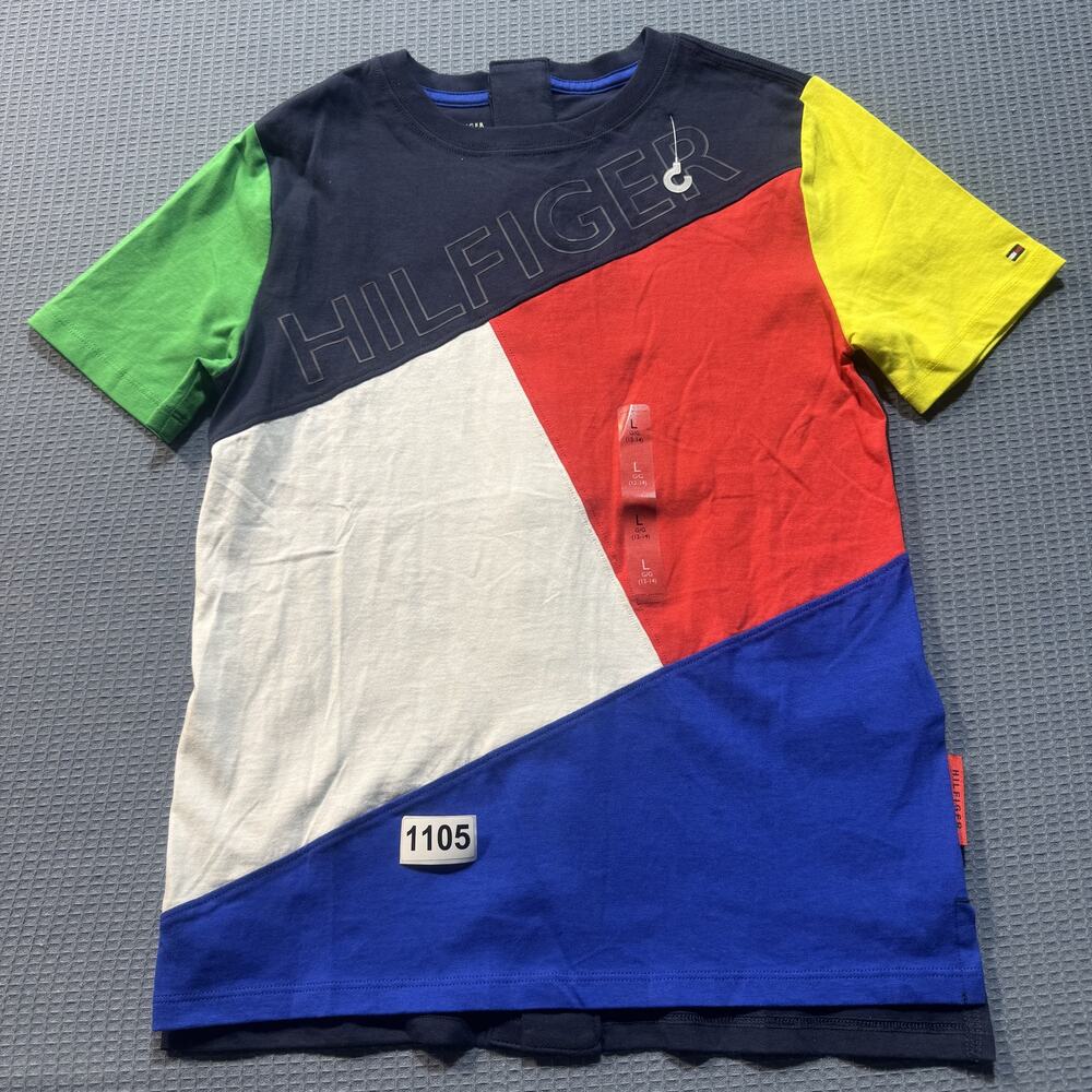 TOMMY‎ HILFIGER MULTICOLOR Boys Tee Sz L Pre-Owned Excellent